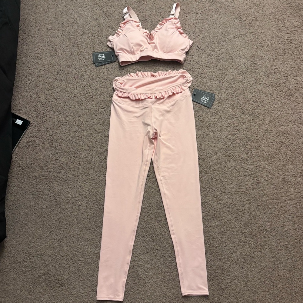 Pink two piece workout set size small